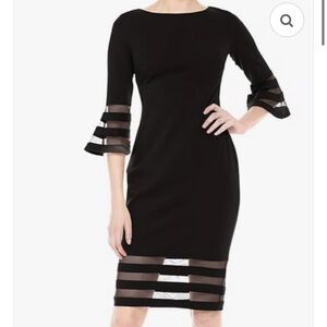 Calvin Klein Women’s Bell Sleeve Sheath Dress with Sheer Accents Size 6